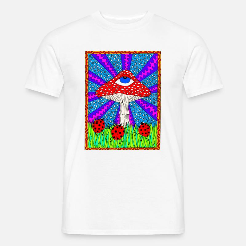 Hippie Magic Toadstool Rétro Psychédélique - T-shirt homme - blanc