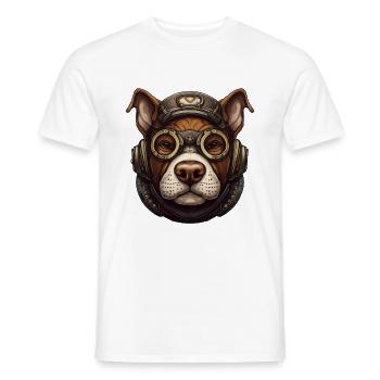 Steampunk Pitbull Hund Liebhaber Geschenk Steampunk - Männer T-Shirt - Weiß - Vorne - AI Model Male 178 dark (178cm)