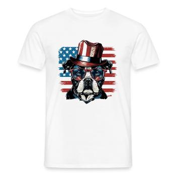 Patriotic Dog American Flag Patriot - Men's T-Shirt - white - Front - AI Model Male 178 dark (178cm)