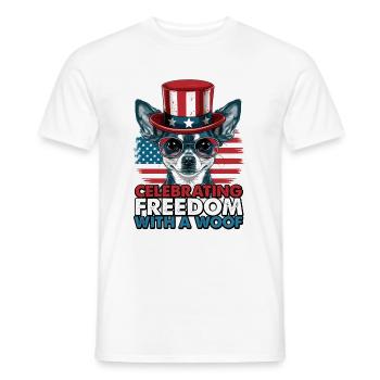 Chihuahua célèbre la liberté avec un woof - T-shirt homme - blanc - Devant - AI Model Male 178 dark (178cm)