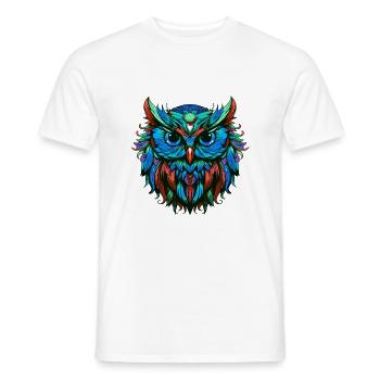 Owl Portrait Colorful - Men's T-Shirt - white - Front - AI Model Male 178 dark (178cm)