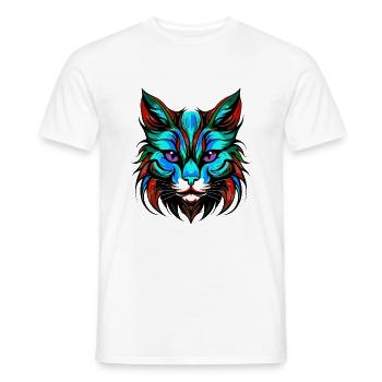 Cat Portrait Colorful Head - Men's T-Shirt - white - Front - AI Model Male 178 dark (178cm)
