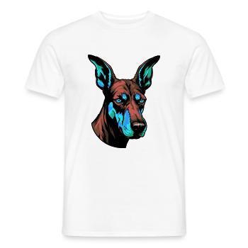 Doberman Dog Portrait Colorful - Men's T-Shirt - white - Front - AI Model Male 178 dark (178cm)