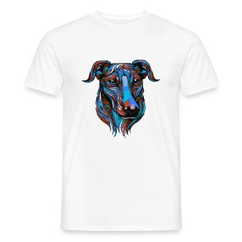 Lévrier chien portrait coloré - T-shirt homme - blanc - Devant - AI Model Male 178 dark (178cm)