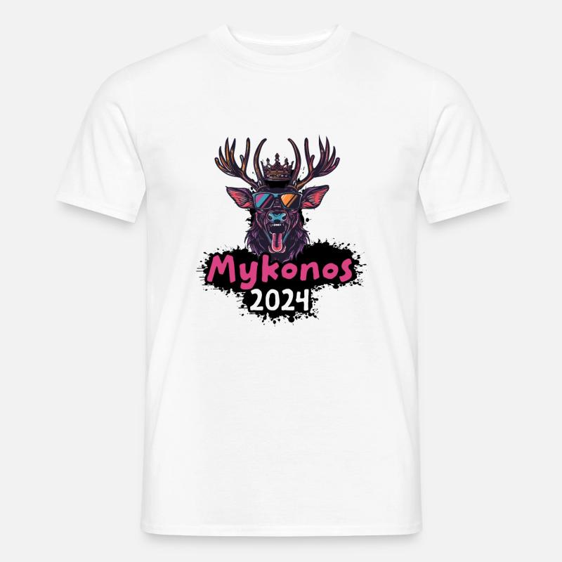 Mykonos 2024 Hirsch - Männer T-Shirt - Weiß