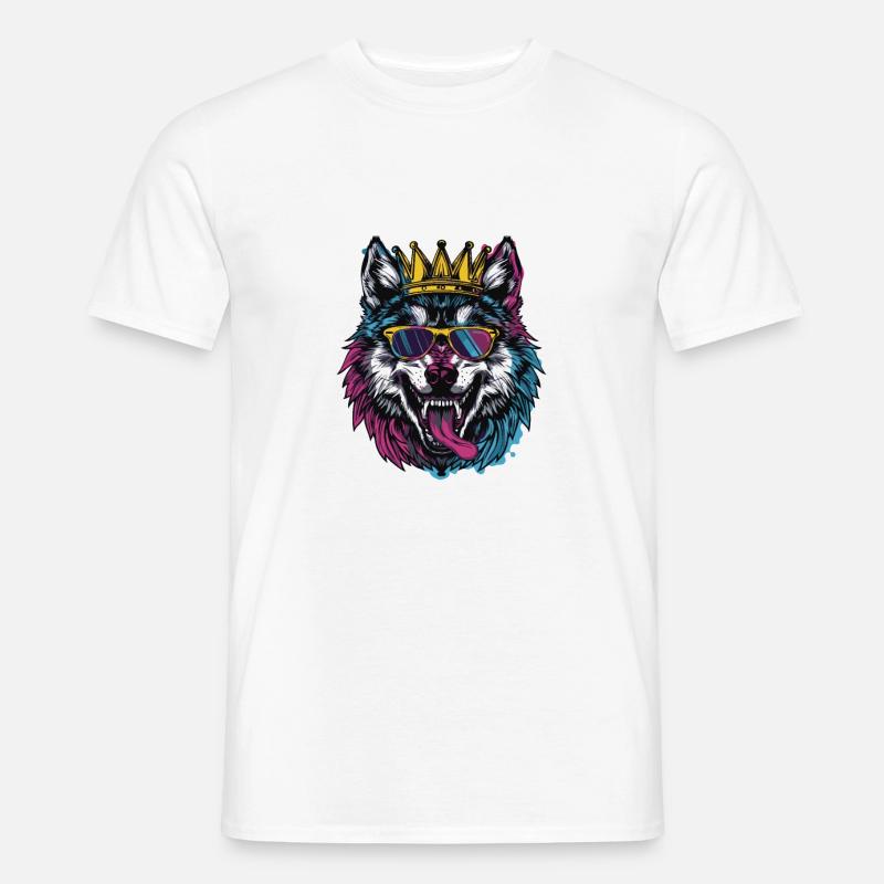 Wolf Comic - Männer T-Shirt - Weiß