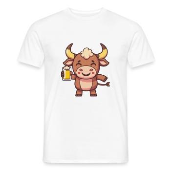 Bull Beer Comic Party - Men's T-Shirt - white - Front - AI Model Male 178 dark (178cm)