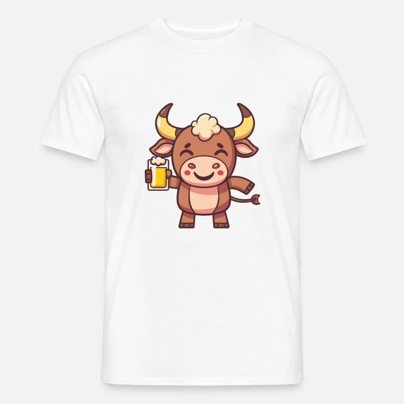 Stier Bier Comic Party - Männer T-Shirt - Weiß