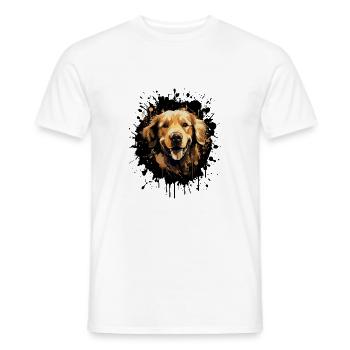 Portrait de chien Golden Retriever - T-shirt homme - blanc - Devant - AI Model Male 178 dark (178cm)