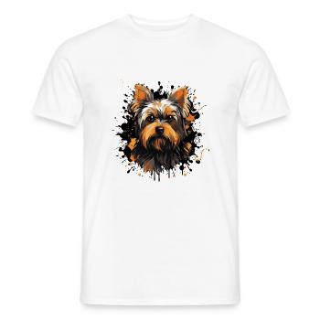 Yorkshire Terrier Hund Porträt - Männer T-Shirt - Weiß - Vorne - AI Model Male 178 dark (178cm)