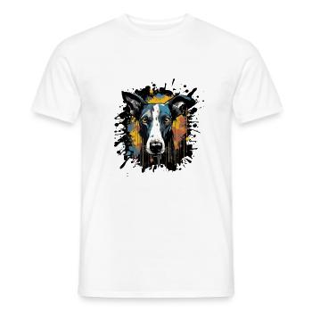 Portrait de chien lévrier - T-shirt homme - blanc - Devant - AI Model Male 178 dark (178cm)