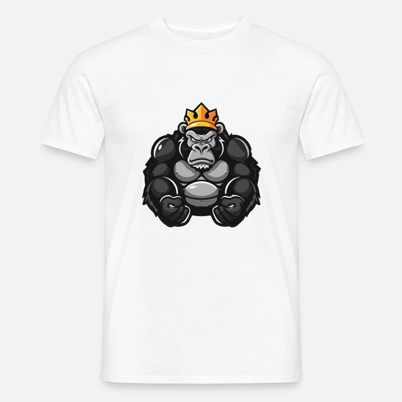 Gorilla Comic Krone - Männer T-Shirt - Weiß