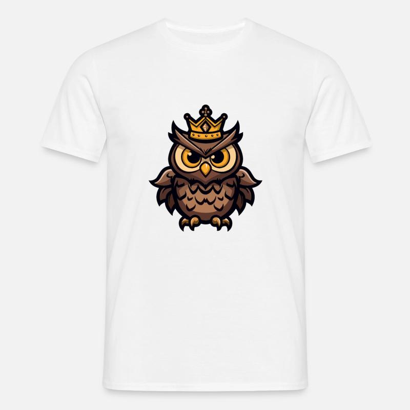 Eule Comic Krone - Männer T-Shirt - Weiß