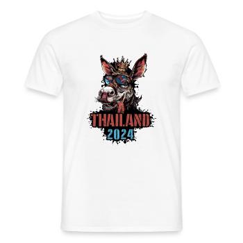 Thailand 2024 Urlaub Esel - Männer T-Shirt - Weiß - Vorne - AI Model Male 178 dark (178cm)