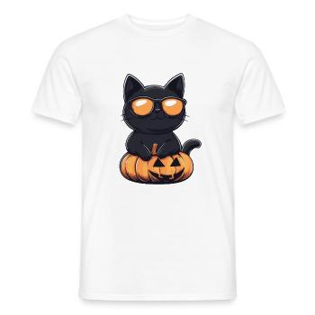 Chat Halloween Chat Cool - T-shirt homme - blanc - Devant - AI Model Male 178 dark (178cm)