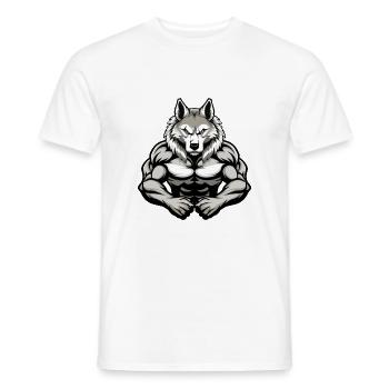 Husky Dog Muscles Bodybuilding - Men's T-Shirt - white - Front - AI Model Male 178 dark (178cm)