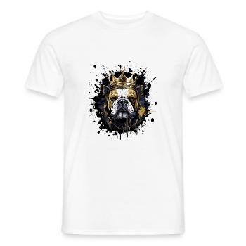 Bouledogue tête de chien Portrait Couronne - T-shirt homme - blanc - Devant - AI Model Male 178 dark (178cm)