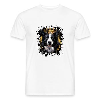 Border Collie Dog Head Portrait Crown - Men's T-Shirt - white - Front - AI Model Male 178 dark (178cm)