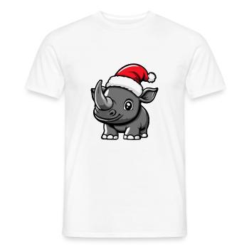 Rhinocéros Noël mignon - T-shirt homme - blanc - Devant - AI Model Male 178 dark (178cm)