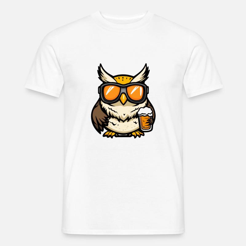 Eule Ski Bier - Männer T-Shirt - Weiß