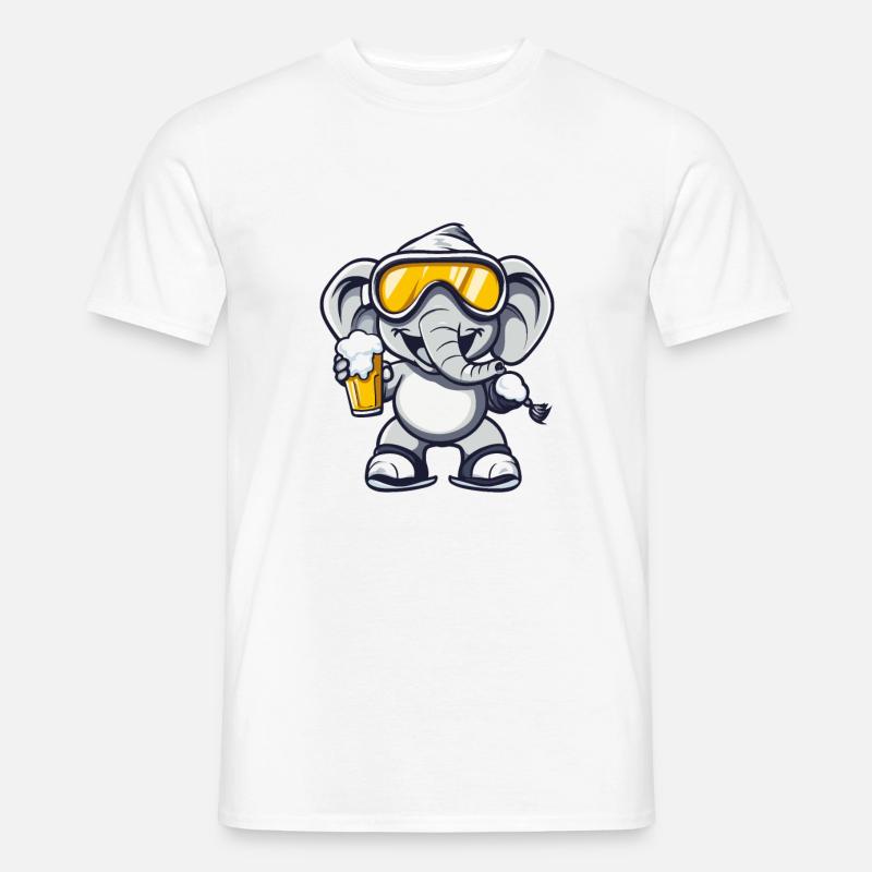 Elefant Ski Bier - Männer T-Shirt - Weiß