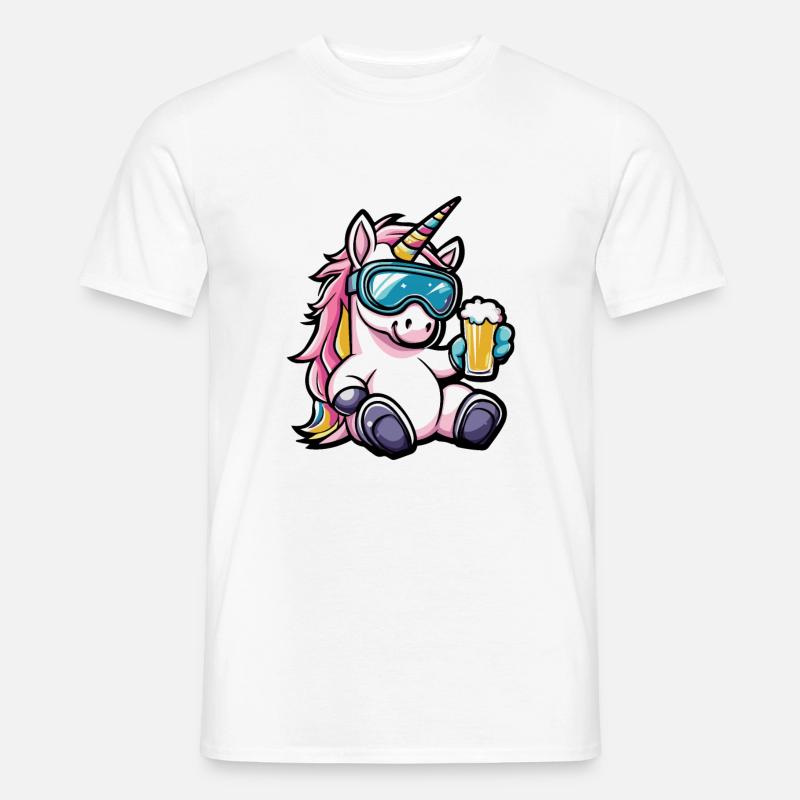 Einhorn Ski Bier - Männer T-Shirt - Weiß