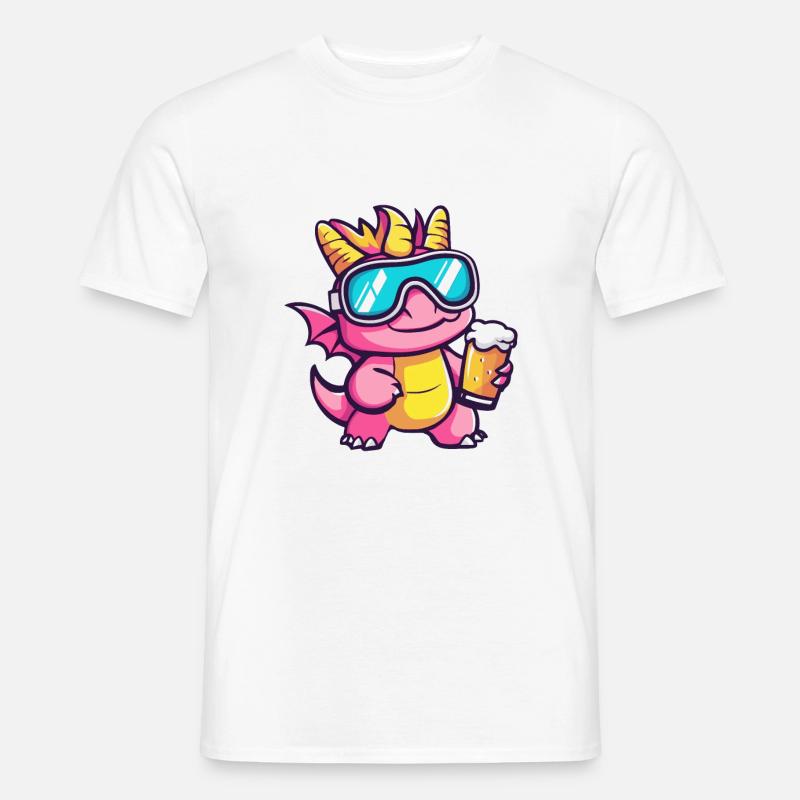 Drache Ski Bier - Männer T-Shirt - Weiß
