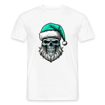 Santa Claus Skull - Men's T-Shirt - white - Front - AI Model Male 178 dark (178cm)
