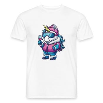 Licorne Ski Après-Ski - T-shirt homme - blanc - Devant - AI Model Male 178 dark (178cm)