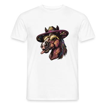 Pferd Lustig Sombrero - Männer T-Shirt - Weiß - Vorne - AI Model Male 178 dark (178cm)