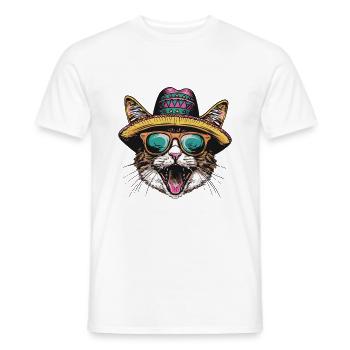 Katze Comic Lustig Sombrero - Männer T-Shirt - Weiß - Vorne - AI Model Male 178 dark (178cm)