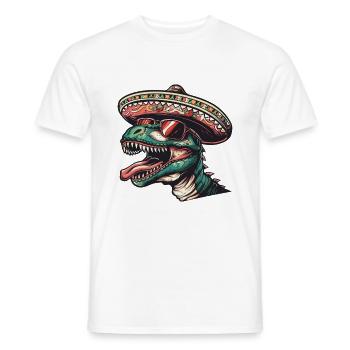 Dinosaur T-Rex Funny Sombrero - Men's T-Shirt - white - Front - AI Model Male 178 dark (178cm)