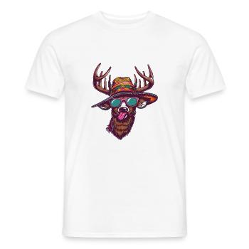 Deer Comic Funny Sombrero - Men's T-Shirt - white - Front - AI Model Male 178 dark (178cm)