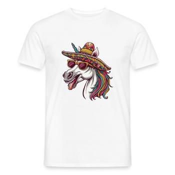Unicorn Funny Sombrero - Men's T-Shirt - white - Front - AI Model Male 178 dark (178cm)