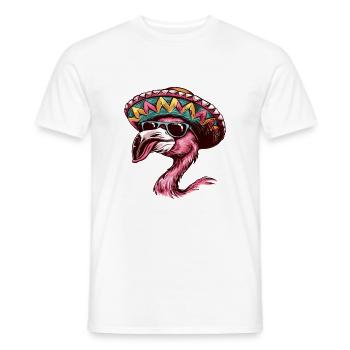 Flamingo Comic Funny Sombrero - Men's T-Shirt - white - Front - AI Model Male 178 dark (178cm)