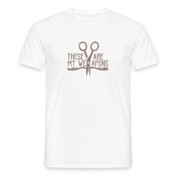Hair Stylist Barber Hair Dresser Comb Scissors - Men's T-Shirt - white - Front - AI Model Male 178 dark (178cm)