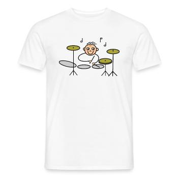 Batteur en action à la batterie - T-shirt homme - blanc - Devant - AI Model Male 178 dark (178cm)