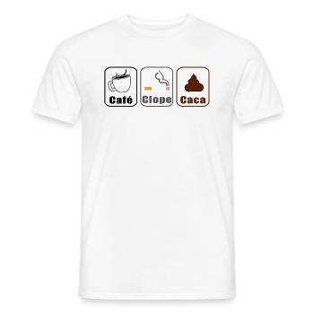 Café Clope Caca - T-shirt homme - blanc - Devant - AI Model Male 178 dark (178cm)