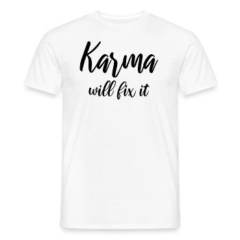 Le karma veut le réparer - T-shirt homme - blanc - Devant - AI Model Male 178 dark (178cm)