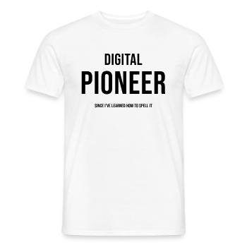 Pionnier du numérique Depuis que j’ai appris à l’épeler - T-shirt homme - blanc - Devant - AI Model Male 178 dark (178cm)