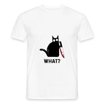 Funny killer cat What - Men's T-Shirt - white - Front - AI Model Male 178 dark (178cm)