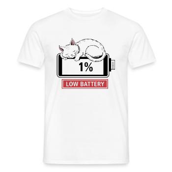 Chat Batterie faible Drôle Chat Sommeil Chat Amoureux - T-shirt homme - blanc - Devant - AI Model Male 178 dark (178cm)