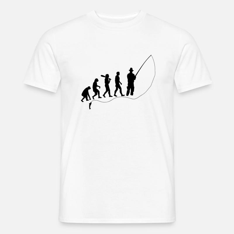 Evolution angeln geschenk mensch affe - Männer T-Shirt - Weiß