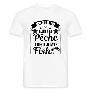 Cadeau humour pêche - Citation passion pêche - T-shirt homme - blanc - Devant - AI Model Male 178 dark (178cm)