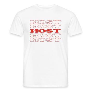 Animateur Présentateur Présentateur Présentateur Conférencier Diffuseur - T-shirt homme - blanc - Devant - AI Model Male 178 dark (178cm)