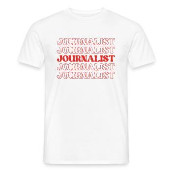Journaliste Reporter Correspondant Journaliste Journaliste - T-shirt homme - blanc - Devant - AI Model Male 178 dark (178cm)