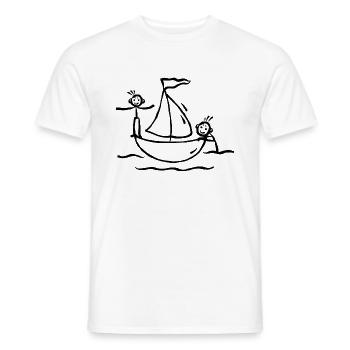 Fun Segeln Segelboot Strichmännchen - Männer T-Shirt - Weiß - Vorne - AI Model Male 178 dark (178cm)