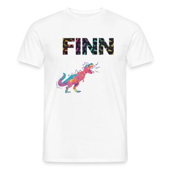 FINN - Schöner Jungen Name mit Dinosaurier - Männer T-Shirt - Weiß - Vorne - AI Model Male 178 dark (178cm)