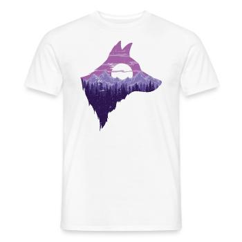 Silhouette tête de loup | Pack Loup Lune Cadeau - T-shirt homme - blanc - Devant - AI Model Male 178 dark (178cm)