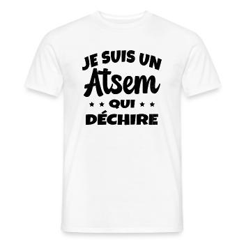 Homme Je Suis Un Atsem Qui Déchire Humour Drôle - T-shirt homme - blanc - Devant - AI Model Male 178 dark (178cm)